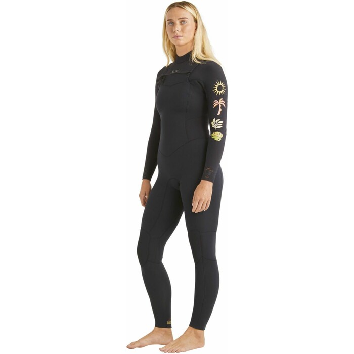 2024 Billabong Mujer Salty Dayz Natural 3/2mm Chest Zip Neopreno ABJW100172 - Hidden Palms Black